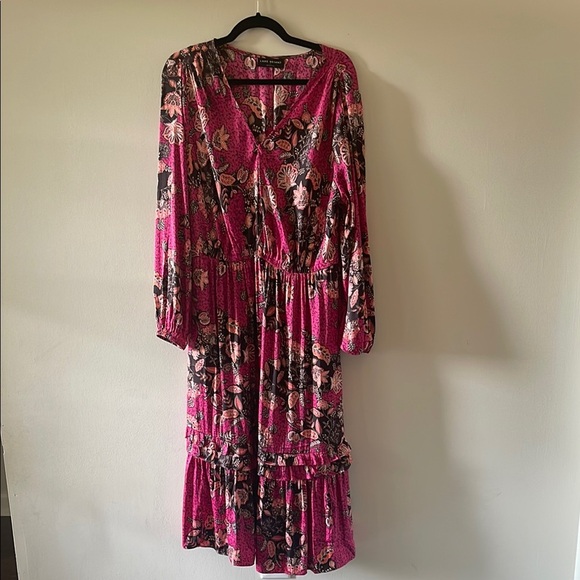 Lane Bryant Pink and Black Floral Long Sleeve Dress SZ 14 - Picture 1 of 7